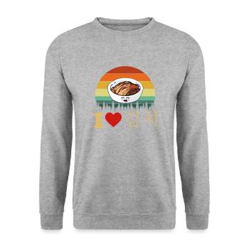 i love kimchi, korean food - Unisex Sweatshirt - salt & pepper - Front - Alina (178cm) & Michal (187cm)