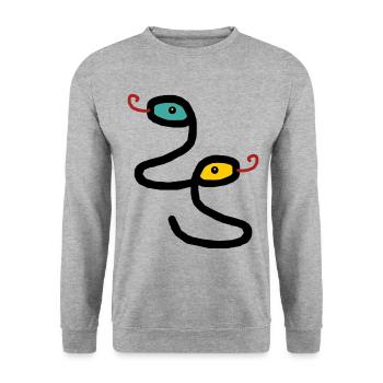 Schlangen Reptilien Amphibien Kinder Schlange - Unisex Pullover - Weißgrau meliert - Vorne - Alina (178cm) & Michal (187cm)