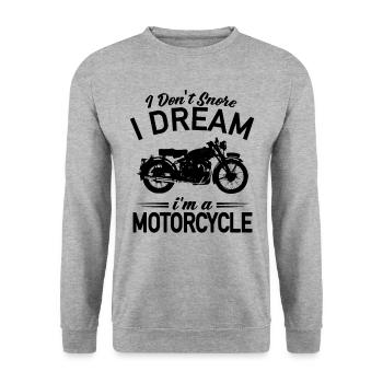 I Don't Snore I Dream I'm A Motorcycle - Motorrad - Unisex Pullover - Weißgrau meliert - Vorne - Alina (178cm) & Michal (187cm)
