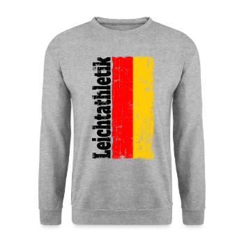Leichtathletik Flagge Fahne Deutschland - Unisex Pullover - Weißgrau meliert - Vorne - Alina (178cm) & Michal (187cm)