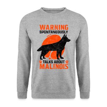 Spontaneously talks about Malinois Belgian Shepherd - Unisex Sweatshirt - salt & pepper - Front - Alina (178cm) & Michal (187cm)