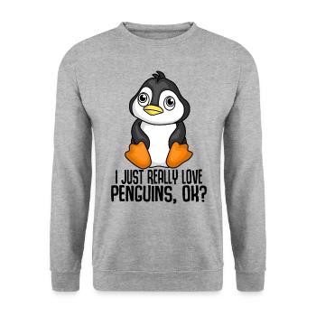 Pingouin Pôle Sud Antarctique Drôle de sort Cadeau - Sweat-shirt Unisexe - gris chiné - Devant - Alina (178cm) & Michal (187cm)