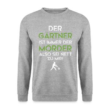 Gärtner Mörder Natur Landschaftgärtner Geschenk - Unisex Pullover - Weißgrau meliert - Vorne - Alina (178cm) & Michal (187cm)