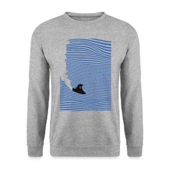 Jetski Welle - Unisex Pullover - Weißgrau meliert - Vorne - Alina (178cm) & Michal (187cm)