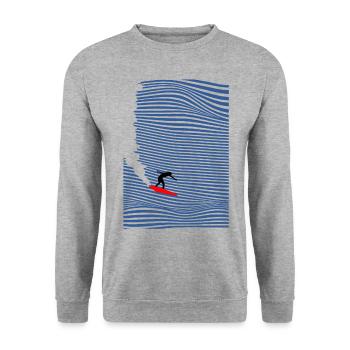 Surferfrau Surfen welle - Unisex Pullover - Weißgrau meliert - Vorne - Alina (178cm) & Michal (187cm)