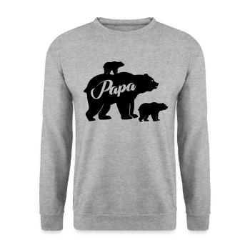 Papabear zwei Kinder Familien Vater Bär Papabear - Unisex Pullover - Weißgrau meliert - Vorne - Alina (178cm) & Michal (187cm)
