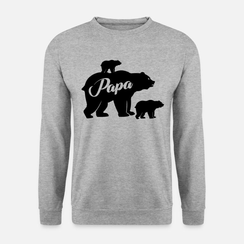 Papabear zwei Kinder Familien Vater Bär Papabear - Unisex Pullover - Weißgrau meliert