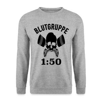 Motorrad Moped Blutgruppe 1:50 Benzin Gemisch Mofa - Unisex Pullover - Weißgrau meliert - Vorne - Alina (178cm) & Michal (187cm)