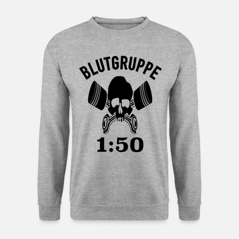 Motorrad Moped Blutgruppe 1:50 Benzin Gemisch Mofa - Unisex Pullover - Weißgrau meliert