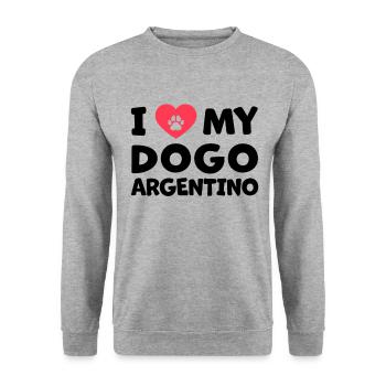 J’adore mon dogo Argentino Doggue - Sweat-shirt Unisexe - gris chiné - Devant - Alina (178cm) & Michal (187cm)