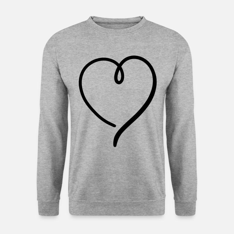 Herz Schwarz Modern - Unisex Pullover - Weißgrau meliert
