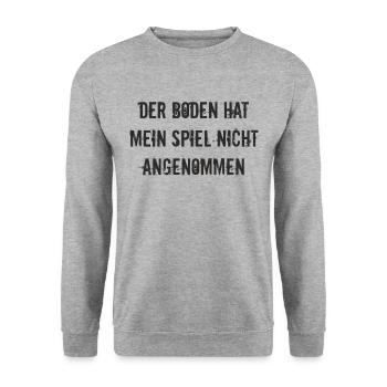 Boule - Der Boden hat mein Spiel nicht angenommen - Unisex Pullover - Weißgrau meliert - Vorne - Alina (178cm) & Michal (187cm)
