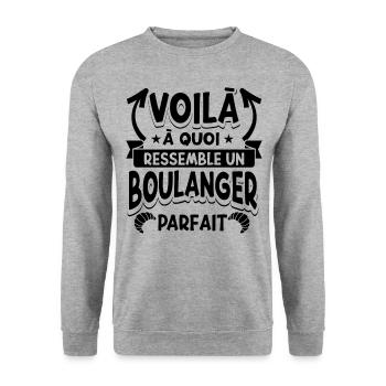 Boulanger Humour Boulangerie - Sweat-shirt Unisexe - gris chiné - Devant - Alina (178cm) & Michal (187cm)