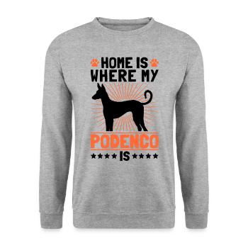 Maison est où Podenco est le lévrier espagnol - Sweat-shirt Unisexe - gris chiné - Devant - Alina (178cm) & Michal (187cm)