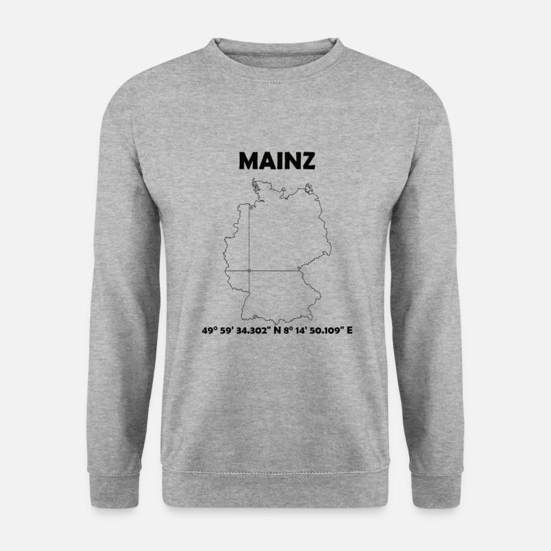 Mainz Karte - Unisex Pullover - Weißgrau meliert