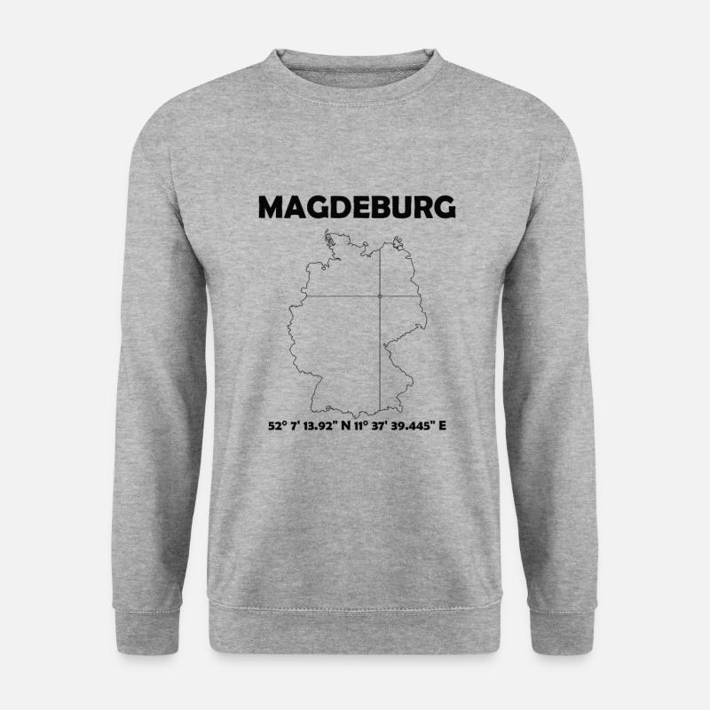 Magdeburg Karte - Unisex Pullover - Weißgrau meliert