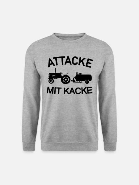Attacke mit Kacke Traktor Bauer Güllewagen - Unisex Pullover - Weißgrau meliert