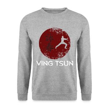 Ving Tsun Sports de combat - Sweat-shirt Unisexe - gris chiné - Devant - Alina (178cm) & Michal (187cm)