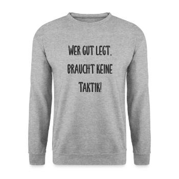 Boule - Wer gut legt braucht keine Taktik - Unisex Pullover - Weißgrau meliert - Vorne - Alina (178cm) & Michal (187cm)