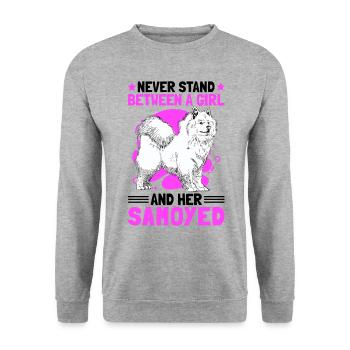 Girl with Samoyed sled dog owner - Unisex Sweatshirt - salt & pepper - Front - Alina (178cm) & Michal (187cm)