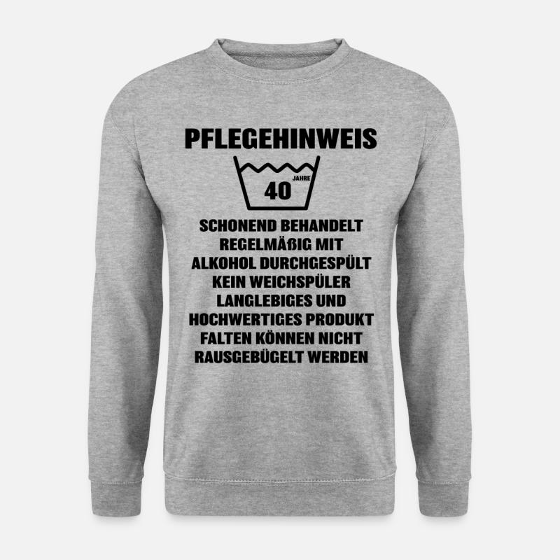 Pflegehinweis 40 Jahre - Unisex Pullover - Weißgrau meliert