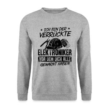 Ich Bin Der Verrückte Elektroniker Vor Dem Dich Al - Unisex Pullover - Weißgrau meliert - Vorne - Alina (178cm) & Michal (187cm)