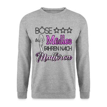 Böse Mädels auf Mallorca - Unisex Pullover - Weißgrau meliert - Vorne - Alina (178cm) & Michal (187cm)