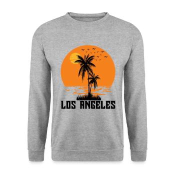 Los Angeles - Unisex Pullover - Weißgrau meliert - Vorne - Alina (178cm) & Michal (187cm)