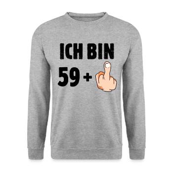 Ich bin 59 plus eins - Unisex Pullover - Weißgrau meliert - Vorne - Alina (178cm) & Michal (187cm)