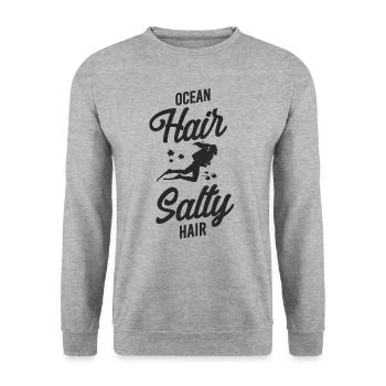 Scuba Diving Diver Girl Ocean Air - Unisex Pullover - Weißgrau meliert - Vorne - Alina (178cm) & Michal (187cm)