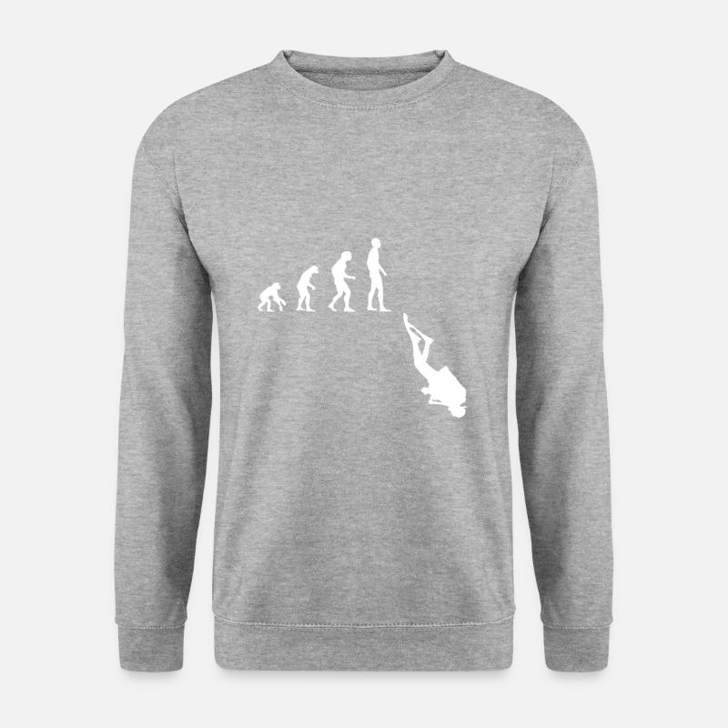 Tauchen Evolution | Menschen Entwicklung Idee - Unisex Pullover - Weißgrau meliert