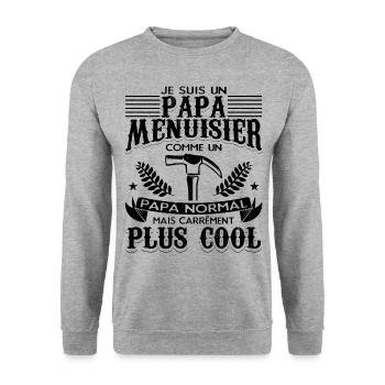 Papa Menuisier - Sweat-shirt Unisexe - gris chiné - Devant - Alina (178cm) & Michal (187cm)