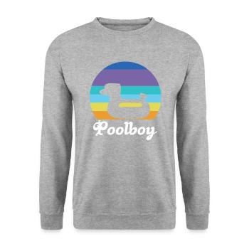 Poolboy Pool Bademeister Schwimmen - Unisex Pullover - Weißgrau meliert - Vorne - Alina (178cm) & Michal (187cm)