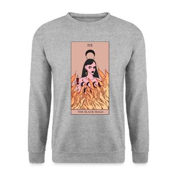 Black Magic Tarot Card Magician Gift Idea - Unisex Sweatshirt - salt & pepper - Front - Alina (178cm) & Michal (187cm)