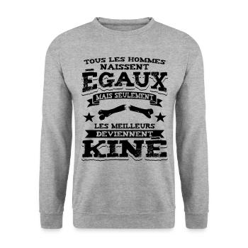 Kinésithérapeute Humour Kinésithérapie Kiné - Sweat-shirt Unisexe - gris chiné - Devant - Alina (178cm) & Michal (187cm)