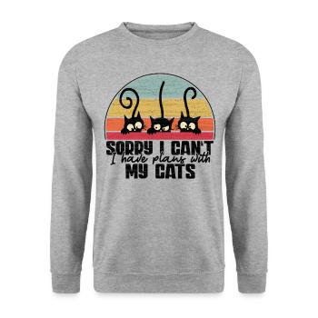 Chats de style vintage - Plans avec mes chats - Sweat-shirt Unisexe - gris chiné - Devant - Alina (178cm) & Michal (187cm)