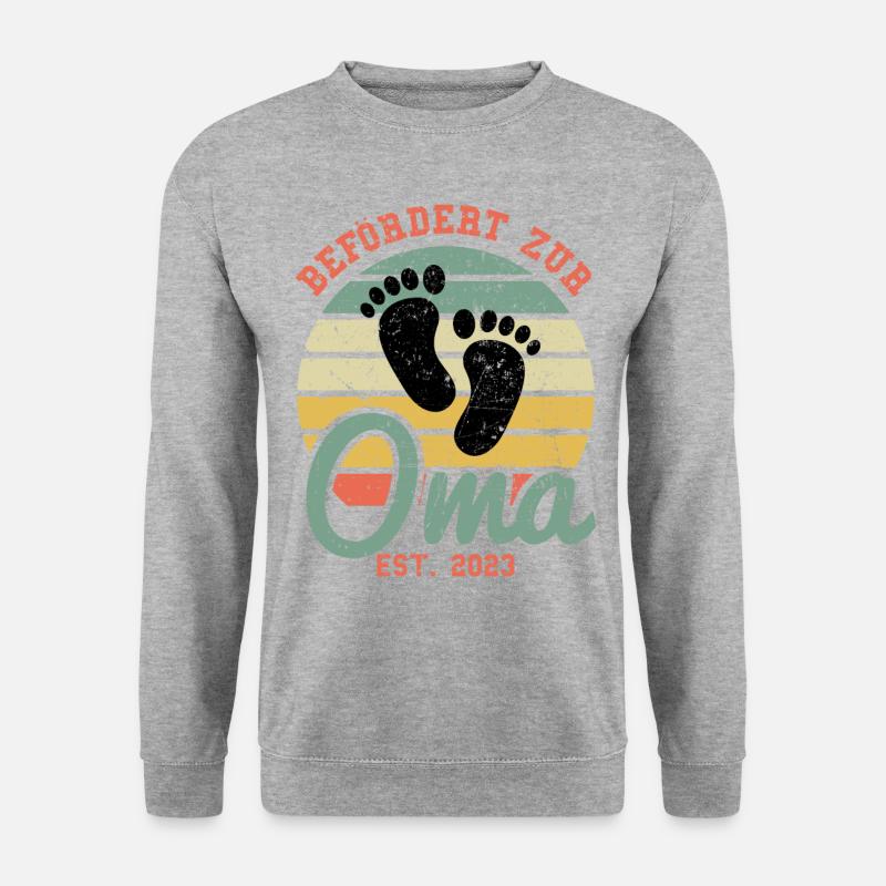 Großmutter Befördert Zur Oma Est 2023 Omi Enkel Fa - Unisex Pullover - Weißgrau meliert