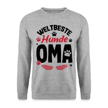 Großmutter Weltbeste Hunde Oma Omi Enkel Familie U - Unisex Pullover - Weißgrau meliert - Vorne - Alina (178cm) & Michal (187cm)