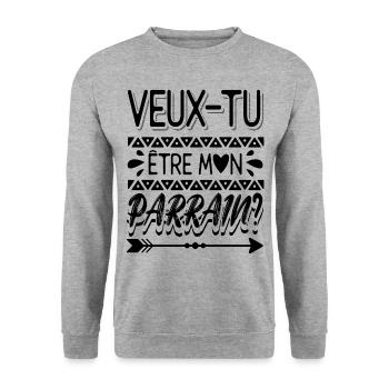 Veux Tu Etre Mon Parrain - Sweat-shirt Unisexe - gris chiné - Devant - Alina (178cm) & Michal (187cm)