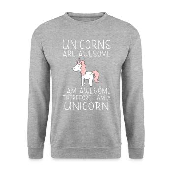 Les licornes sont superbes - Je suis super - Sweat-shirt Unisexe - gris chiné - Devant - Alina (178cm) & Michal (187cm)