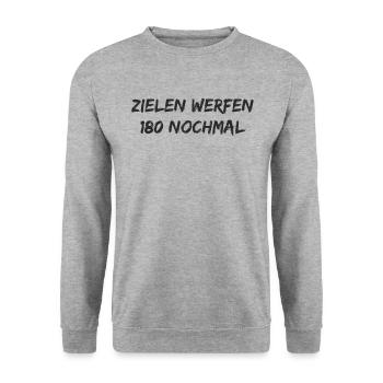Dart - Zielen Werfen 180 Nochmal - Unisex Pullover - Weißgrau meliert - Vorne - Alina (178cm) & Michal (187cm)