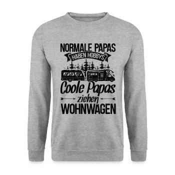 Normale Papas Haben Hobbys Coole Papas Ziehen Wohn - Unisex Pullover - Weißgrau meliert - Vorne - Alina (178cm) & Michal (187cm)