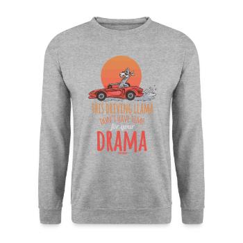 Lama Sportwagen Cabriolet Drama - Unisex Pullover - Weißgrau meliert - Vorne - Alina (178cm) & Michal (187cm)