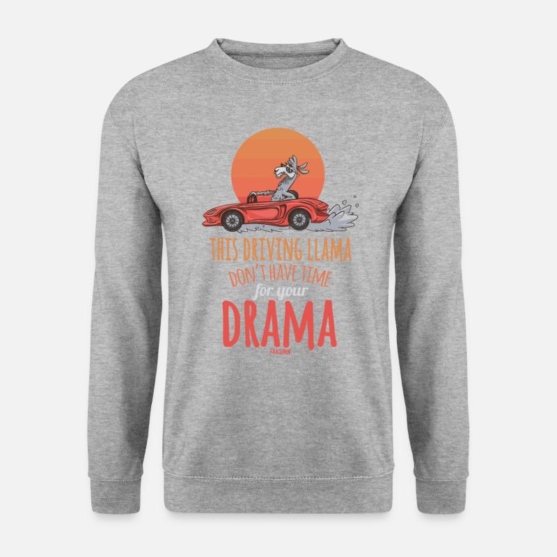 Lama Sportwagen Cabriolet Drama - Unisex Pullover - Weißgrau meliert