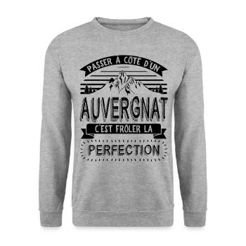 Auvergne Auvergnate Humour Auvergnat - Sweat-shirt Unisexe - gris chiné - Devant - Alina (178cm) & Michal (187cm)