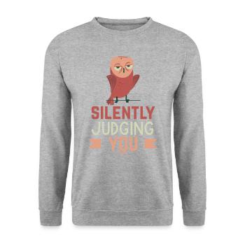 Owl - Unisex Sweatshirt - salt & pepper - Front - Alina (178cm) & Michal (187cm)