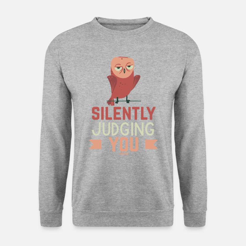 Eule - Unisex Pullover - Weißgrau meliert