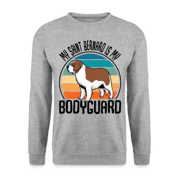 Mon Saint Bernard est mon chien garde du corps Saint-Bernard - Sweat-shirt Unisexe - gris chiné - Devant - Alina (178cm) & Michal (187cm)