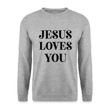 Jesus Jesus Jesus Christlich Christlich Christlich - Unisex Pullover - Weißgrau meliert - Vorne - Alina (178cm) & Michal (187cm)