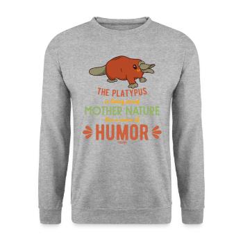 Schnabeltier Australien Down Under Wildnis - Unisex Pullover - Weißgrau meliert - Vorne - Alina (178cm) & Michal (187cm)